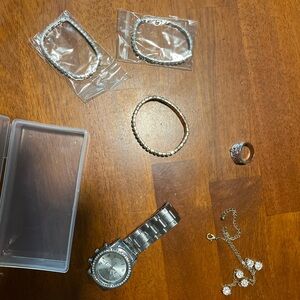 Silver Watch and Jewelry Set